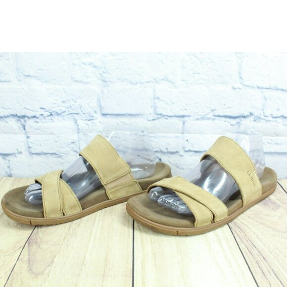 LL Bean Go-Anywhere Brown Leather Slip On Comfort Casual Sandals Size 10 M - Picture 2 of 9